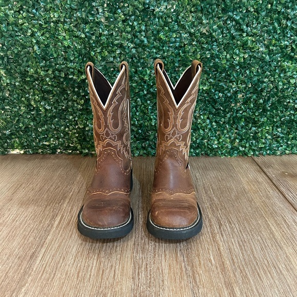 Justin Women’s 7.5B Brown Leather Roper Cowboy Boots – Western Classic - Picture 3 of 10